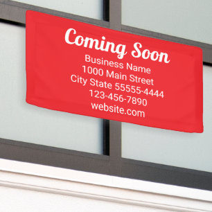 Coming Soon Bright Red and White Business Banner