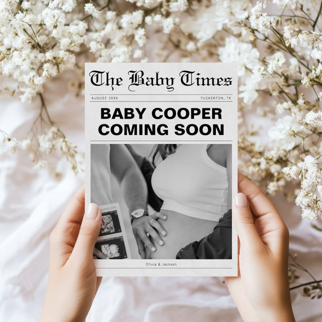 Coming Soon Funny Newspaper Pregnancy Announcement (Creator Uploaded)