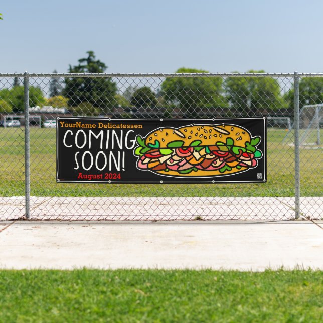 Coming Soon Grand Opening Sandwich Shop Business Banner (Insitu)
