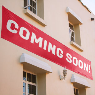 Coming Soon l Red & White Advertising Text Banner