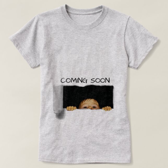 Coming Soon Peek-A-Boo Baby Custom T-Shirt (Design Front)