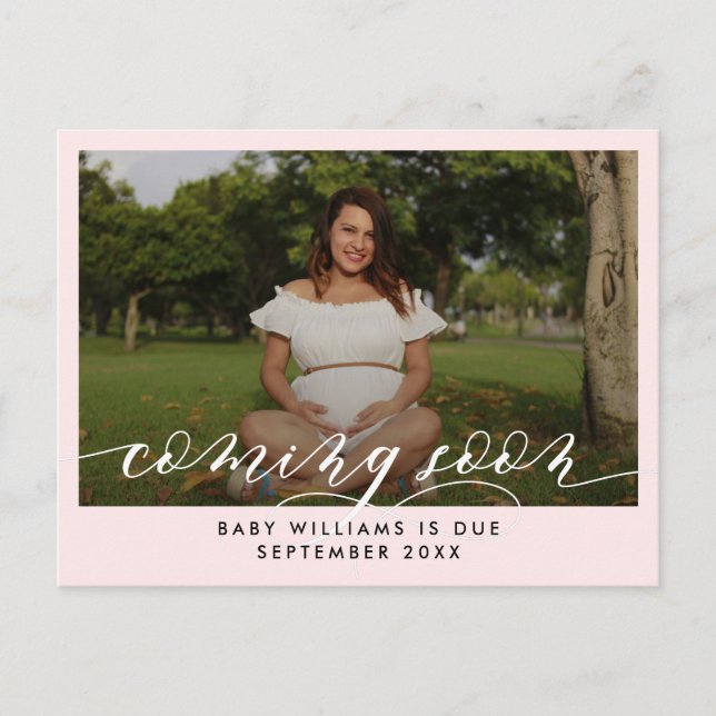 Coming Soon Photo Pregnancy Announcement Postcard (Front)
