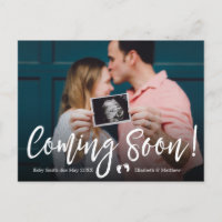 Coming Soon Photo Pregnancy Announcement Postcard