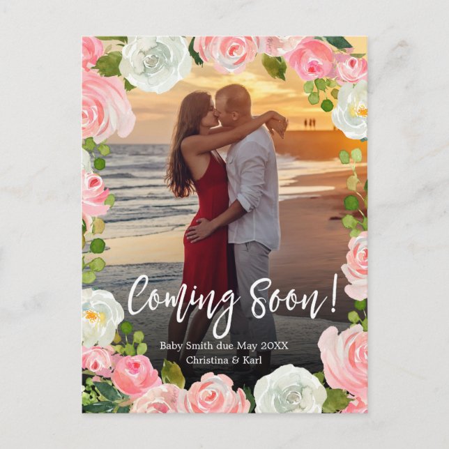 Coming Soon Photo Pregnancy Announcement Postcard (Front)