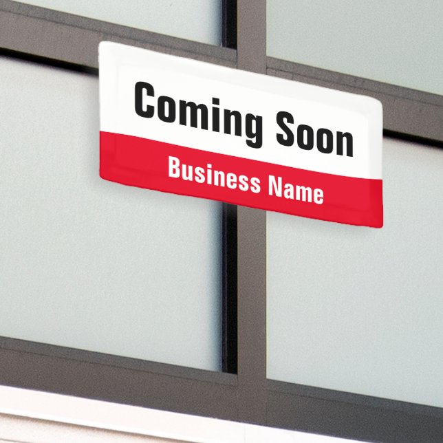 Coming Soon Red Black and White Business Banner (Outside Building)