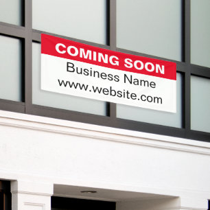 Coming Soon Red Black & White New Business Banner