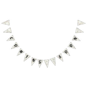 Coming Soon Vintage Map Welcome Travel Baby Shower Bunting Flags