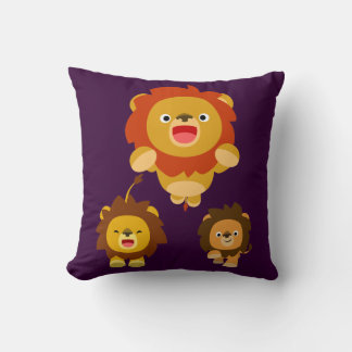 'Coming!' Three Cute Cartoon Lions Pillow