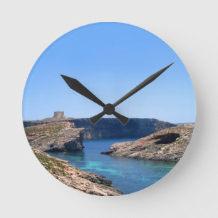 Comino island in Malta Round Clock