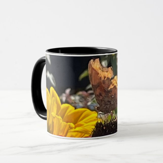  Comma Butterfly on a Rudbeckia Flower  Mug (Front Left)