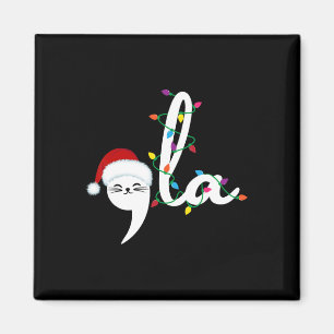 Comma La 2024 Funny Christmas Cat Lady Cat Xmas Magnet