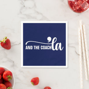 Comma la & Coach Kamala Harris Coach Blue Napkin
