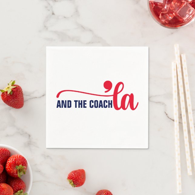 Comma la & Coach | Kamala Harris Coach Napkin (Insitu)
