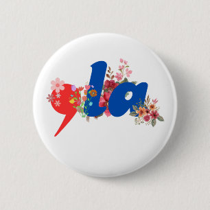 Comma la Flowers 2 Inch Round Button