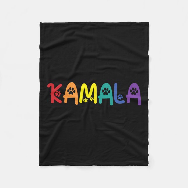 Comma La Harris Funny Cat Lettering Lgbt Rainbow F Fleece Blanket (Front)