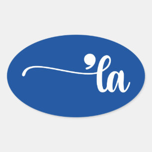 Comma La Kamala Harris Blue Oval Sticker