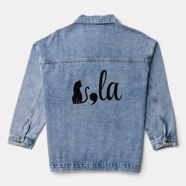 Comma La Kamala Harris - cat mom for Kamala  Denim Jacket (Back)