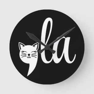 Comma La Kamala Harris - cat mom for Kamala  Round Clock
