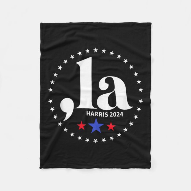 Comma La Kamala Harris For President 2024 Funny Ka Fleece Blanket (Front)