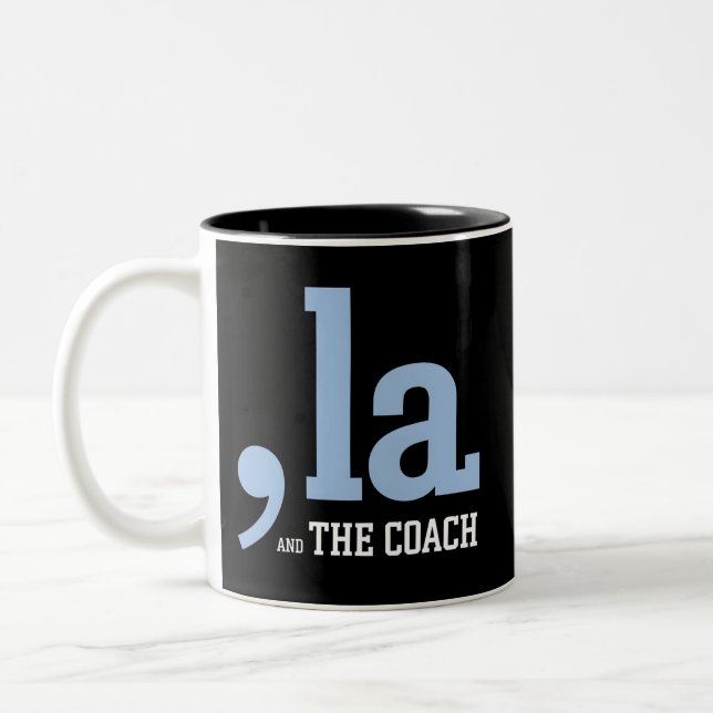 Comma La Kamala Harris Tim Walz Coach 2024  Two-Tone Coffee Mug (Left)