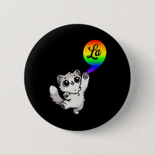 Comma-la With Cute Cat Kamala Rainbow Design 2 Inch Round Button