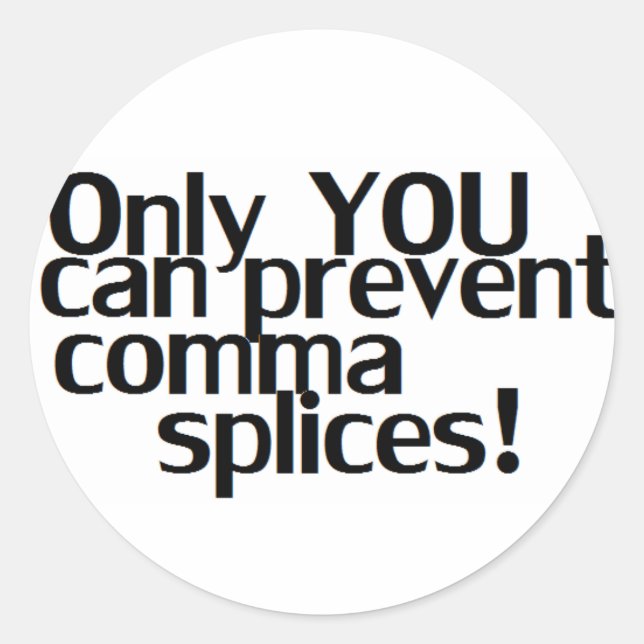 'Comma Splices' Whte Sticker (Front)