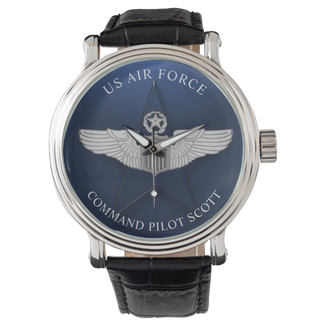 Command Pilot Wings Personalized Gift Watch (Front)