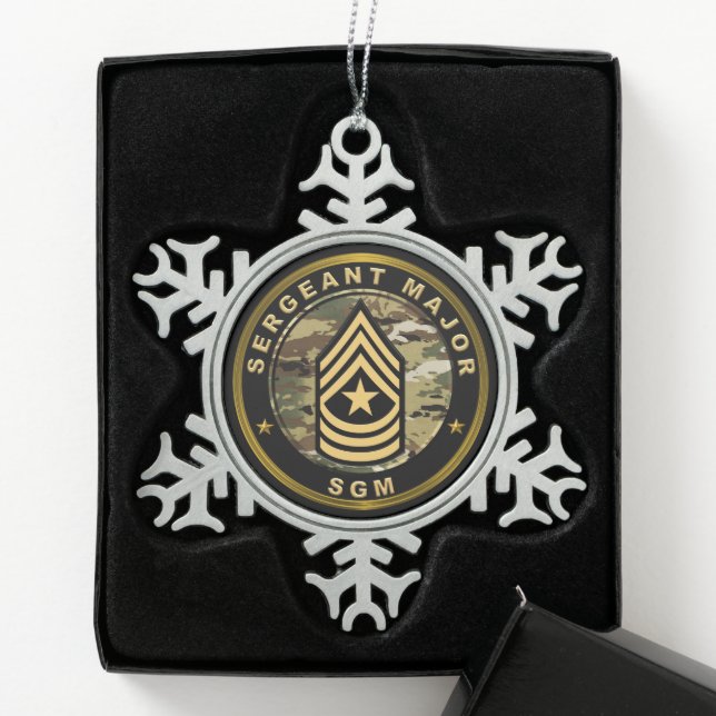 Command Sergeant Major CSM Snowflake Pewter Christmas Ornament (Box)