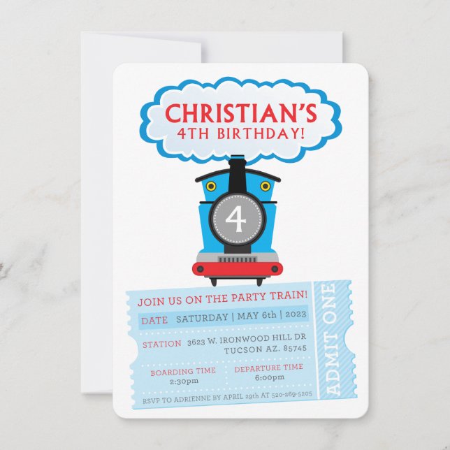 COMMANDE PERSONNALISÉE Invitation train d'annivers (Devant)