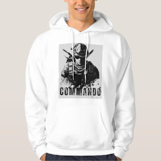 Commando-Style White Hoodie – Bold & Sleek Design