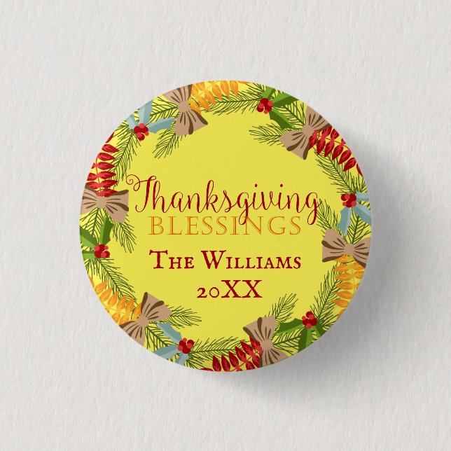 Commemorate Your Thanksgiving Dinner 1 Inch Round Button (Front)