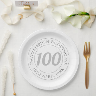 Commemorative 100th Birthday Celebration Paper Plate