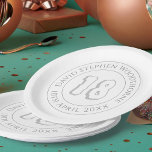 Commemorative 18th Birthday Celebration Paper Plate<br><div class="desc">Commemorative birthday celebration party plate with person's name,  and the date of their birthday. A paper plate for someone who is 18</div>