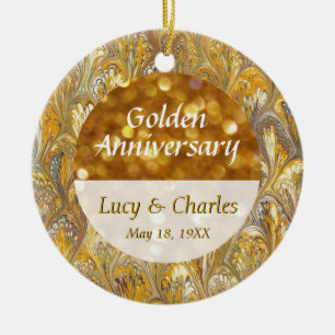 Commemorative 50th Golden Anniversary Photo Ceramic Ornament