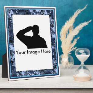 Commemorative Blue Camo Military Plaque
