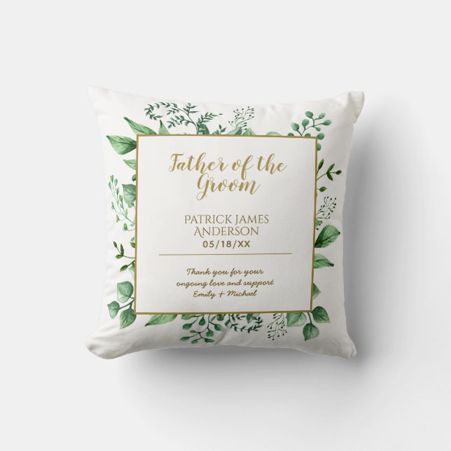 Commemorative Father of the Groom Groomsman Custom Throw Pillow (Front)
