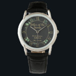 Commemorative Father of the Groom Groomsman Custom Watch<br><div class="desc">Personalize this commemorative Father of The Groom gift with the title,  name of the groom's father,  date of the wedding and personalized thank you message if space allows. Gold font typography and watercolor botanical green leaves completes the gift for an elegant finish.</div>