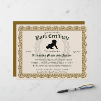 Commemorative Keepsake Footprint Birth Certificate