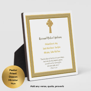 Commemorative ORDINATION gift Priest Pastor Deacon Plaque