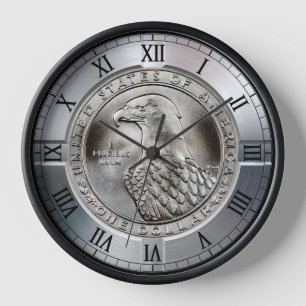  Commemorative Silver Dollar Eagle ~    Clock