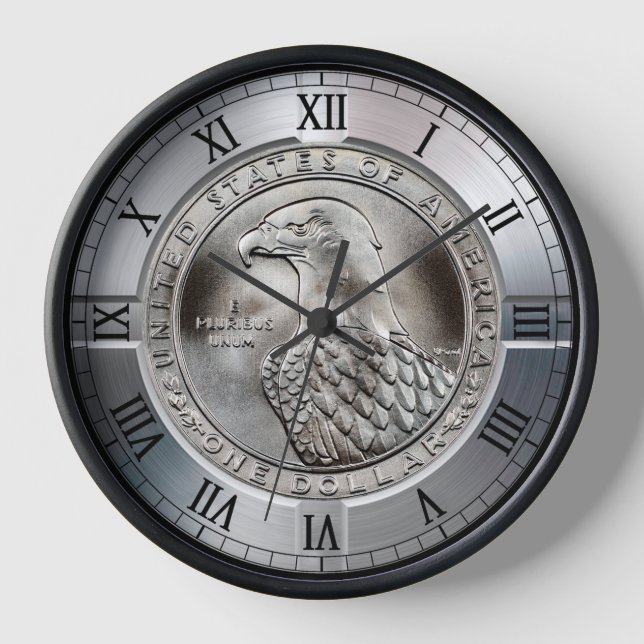  Commemorative Silver Dollar Eagle ~    Clock (Front)