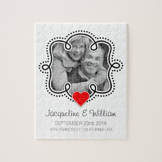 Commemorative Wedding Couple with Photo Jigsaw Puzzle (Vertical)