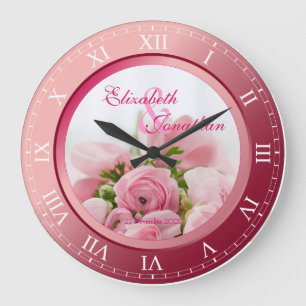 Commemorative Wedding Ruby Roman Numerals Photo Large Clock