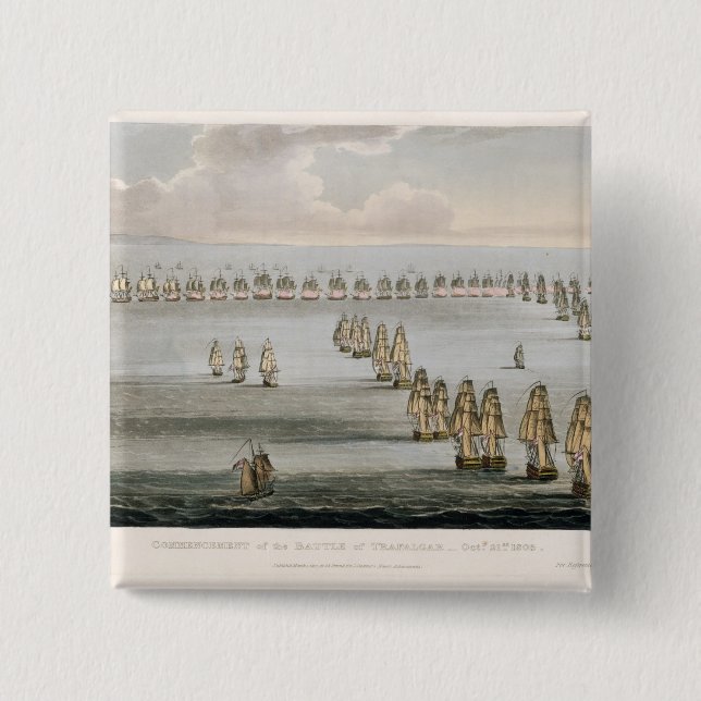 Commencement of the Battle of Trafalgar, 21st Octo 2 Inch Square Button (Front)