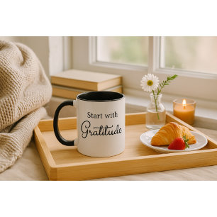 Commencez avec un mug bicolore de gratitude