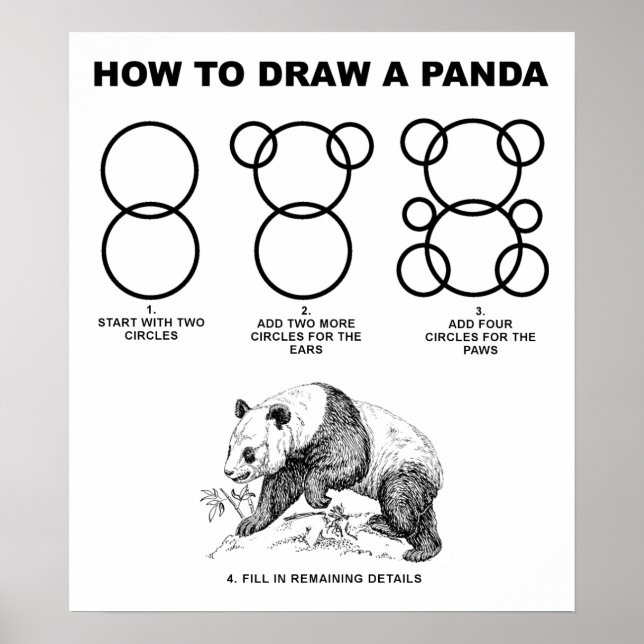 Comment dessiner une affiche drôle de panda (Devant)