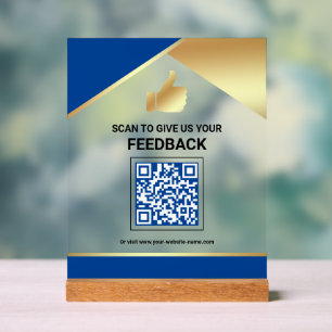 Commentaires des clients avec code QR or bleu roya