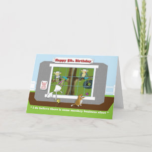 commerce de singes amusant 50e anniversaire, carte
