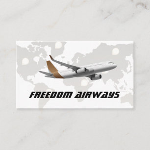 Commercial Airplane   World Map Background Business Card