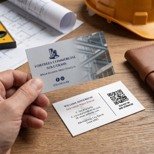 Commercial Building Contractors Iron Grey Business Card